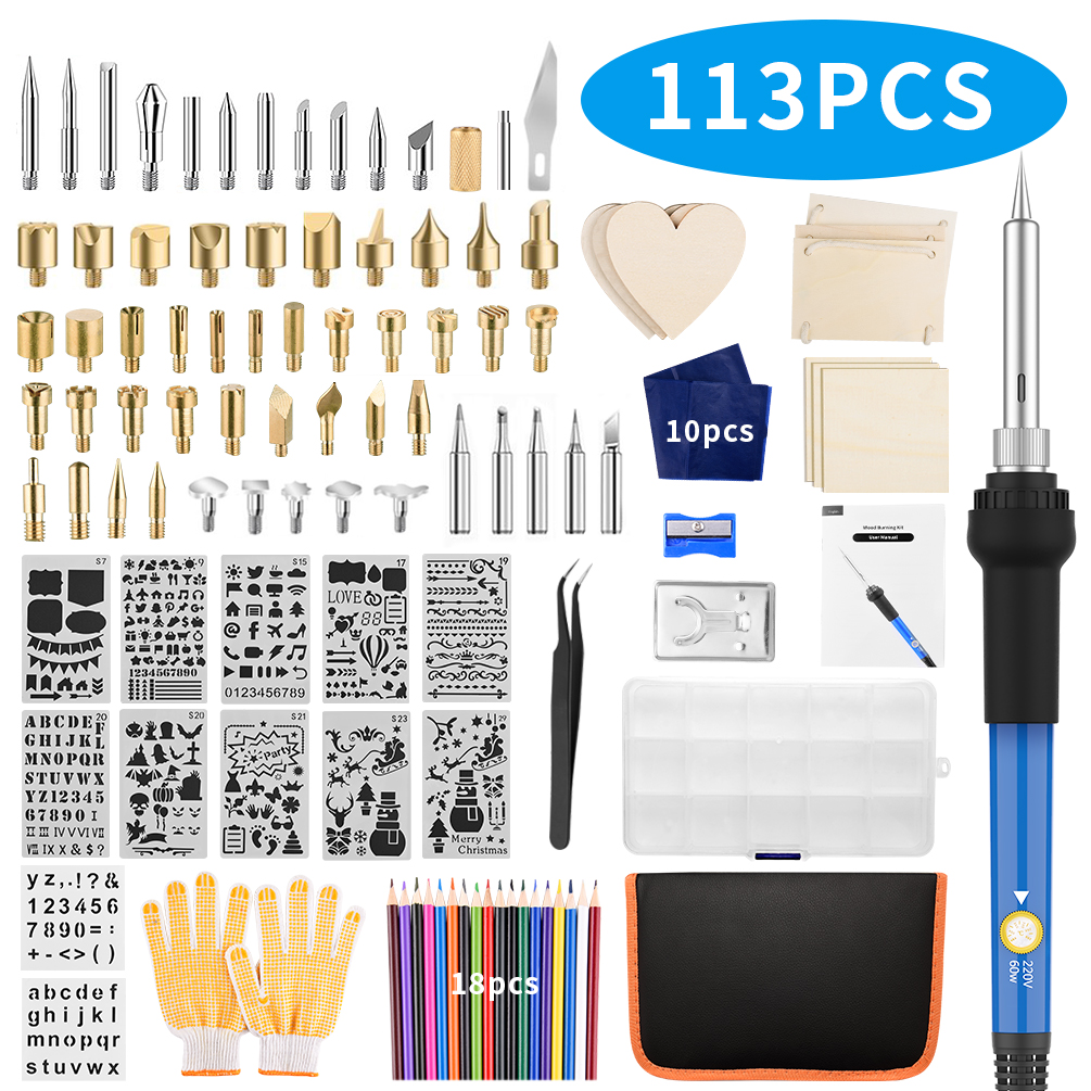 Uarter 113-Piece Wood Burning Kit Includes Soldering and is Designed for  DIY Creativity, Pyrography, Embossing, Carving, and Soldering 